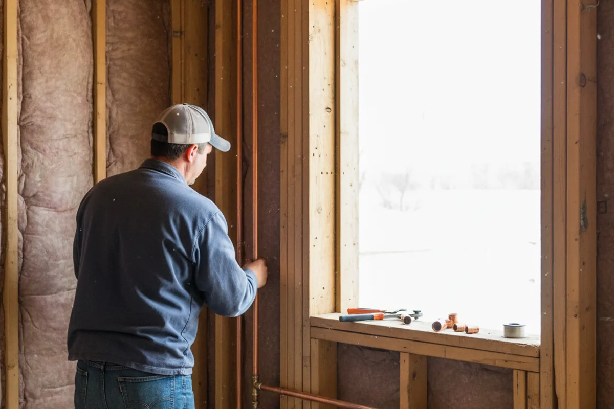 Licensed plumber running new copper supply lines in a Golden home